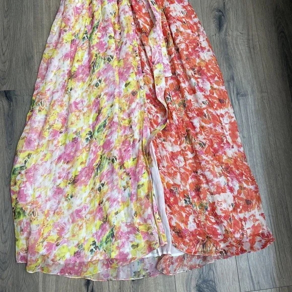 NEW ROCOCO SAND Size XS Nesh Mix Floral V Neck Maxi Dress Orange Yellow $398 - Picture 5 of 9
